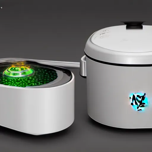 Image similar to Razer Gaming Rice cooker. Artistic Render, 8k, Octane, RGB.