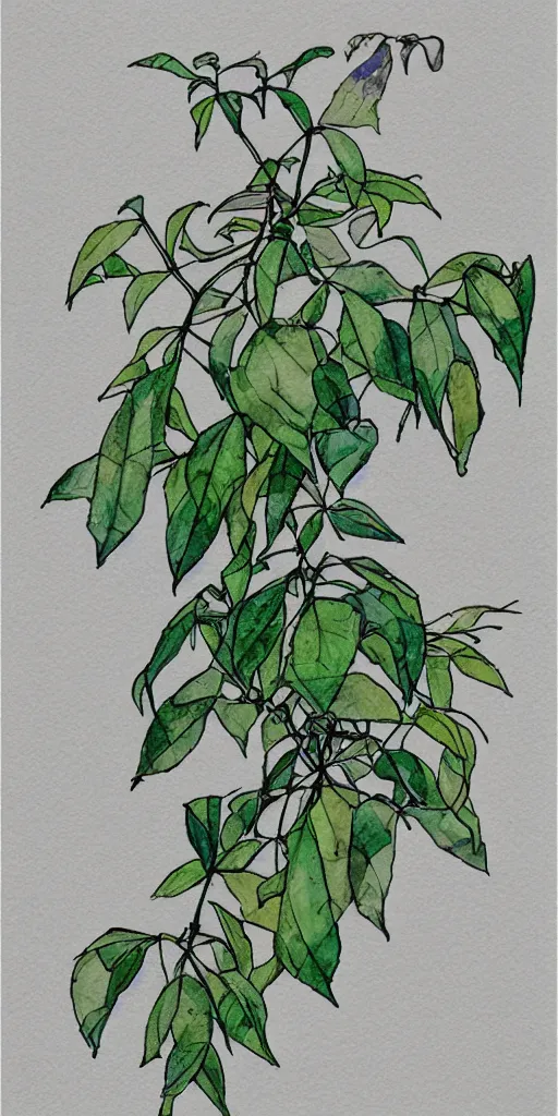 Image similar to water color and pen, high resolution, detailed, trending on artstation, alien tea plant