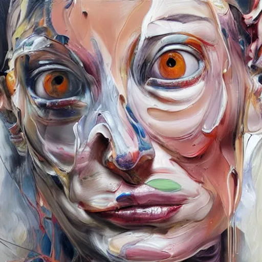 Image similar to body sculptures made with oil painting, dripping painting. Vr painting and buish strokes. By jenny saville