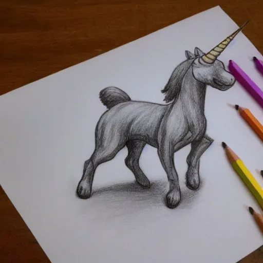 Prompt: a dog riding a unicorn drawing
