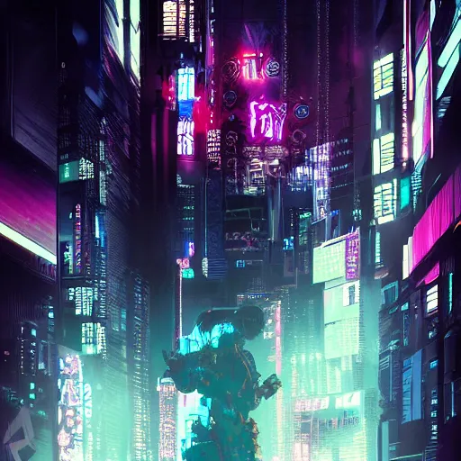 Image similar to cyberpunk character in abstract neon tokyo composition, dark and mysterious, very detailed, very realistic