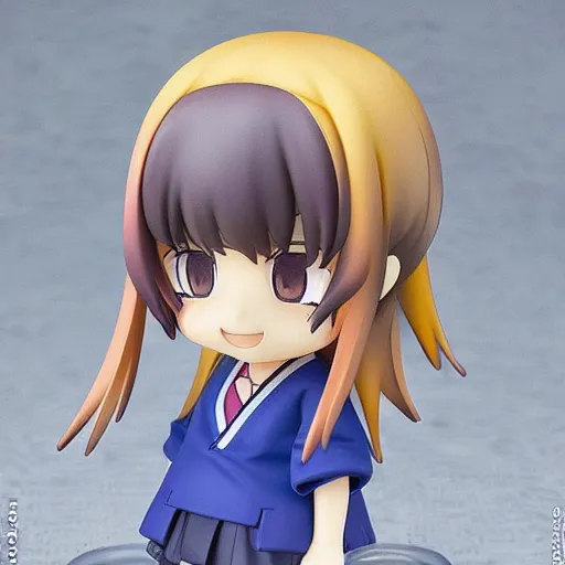 Image similar to character face concept art of a singular kawaii chibi in the sytle of kyoto animation, on simple background, water color nendoroid, anime waifu, ukiyoe