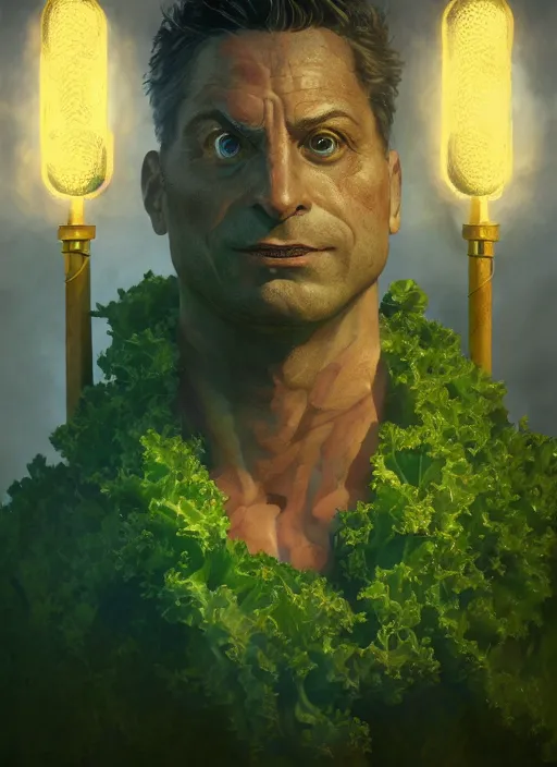 Image similar to portrait of tony kale as kale!! bioshock, au naturel, hyper detailed, digital art, trending in artstation, cinematic lighting, studio quality, smooth render, unreal engine 5 rendered, octane rendered, art style by klimt and nixeu and ian sprigger and wlop and krenz cushart