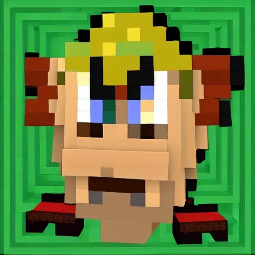 Prompt: zelda face in minecraft style