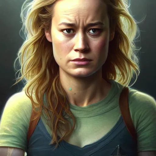 Image similar to portrait painting of brie larson as a skrull, ultra realistic, concept art, intricate details, eerie, highly detailed, photorealistic, octane render, 8 k, unreal engine. art by artgerm and greg rutkowski and charlie bowater and magali villeneuve and alphonse mucha