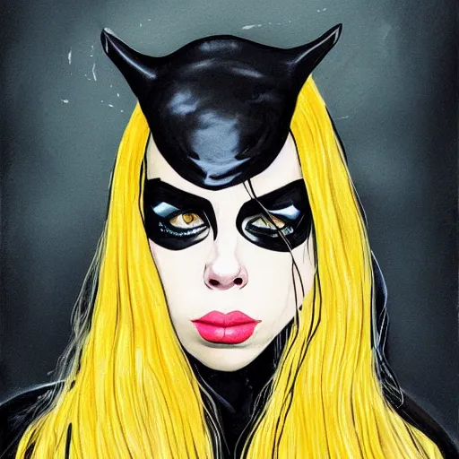 Image similar to A portrait of Billie Eilish as Catwoman