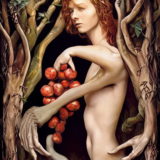 Prompt: realistic detailed face portraits and fully body poses the creation of adam and eve by emilia dziubak, will terry, greg olsen, chris mars, ann long, and mark brooks, fairytale, art nouveau, victorian, neo - gothic, character concept design, smooth, extremely sharp detail, finely tuned detail, story book design, storybook layout