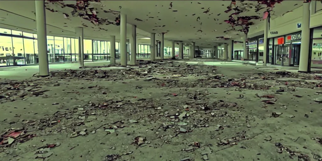 Image similar to abandoned mall, old distorted camcorder video