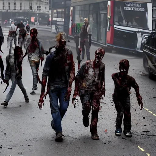 Prompt: a zombie apocalypse in london