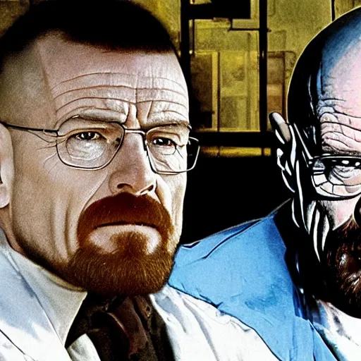Prompt: walter white being sold to tuco
