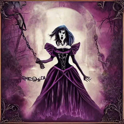 Prompt: gothic cinderella, heavy metal album cover