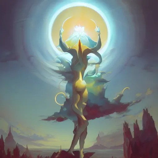 Image similar to The king of the sun by Peter Mohrbacher + Hayao Myazaki