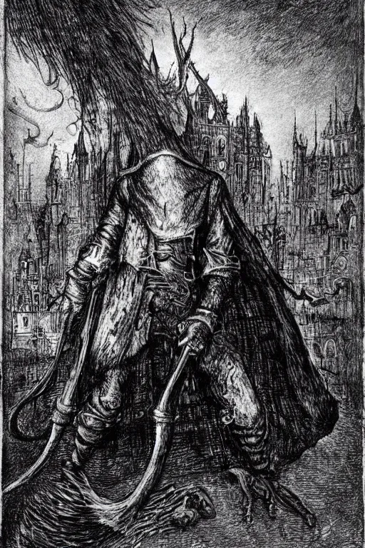 Prompt: bloodborne in the style of hieronymus bosch