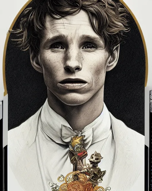 Image similar to amazing lifelike award winning pencil illustration of Eddie Redmayne trending on art station artgerm Greg rutkowski alphonse mucha j.c. Leyendecker cinematic