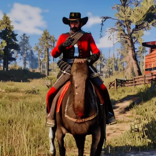 Image similar to A zaporizhian sich cossack in Red Dead Redemption 2