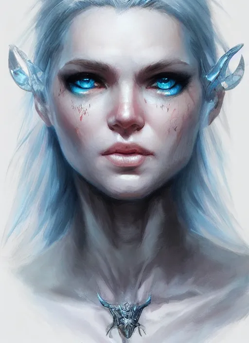 Prompt: piercing blueeyed stare, d & d, fantasy, highly detailed, portrait, digital painting, trending on artstation, concept art, sharp focus, illustration, art by artgerm and greg rutkowski and magali villeneuve