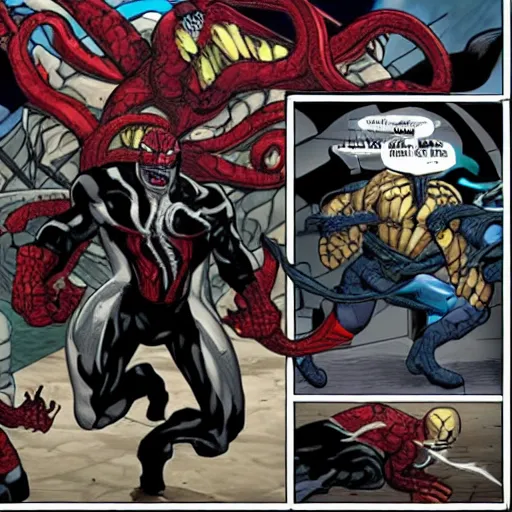 Prompt: marvel heroes fused with venom