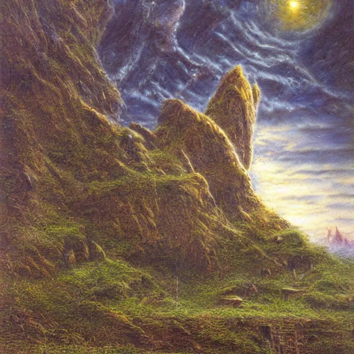 Image similar to a building in a landscape, by bob eggleton