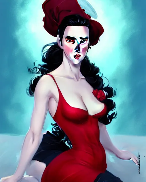 Image similar to a pin up and beautiful fashion charming dreamlke jennifer connelly, symmetrical face symmetrical eyes, character art, art by artgerm lau and wlop and and ilya kuvshinov and john singer sargent, joshua middleton comic art, frostbite 3 engine