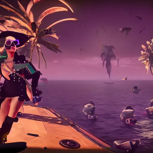 Prompt: a Lady Gaga concert in Sea of Thieves (2018), Unreal Engine