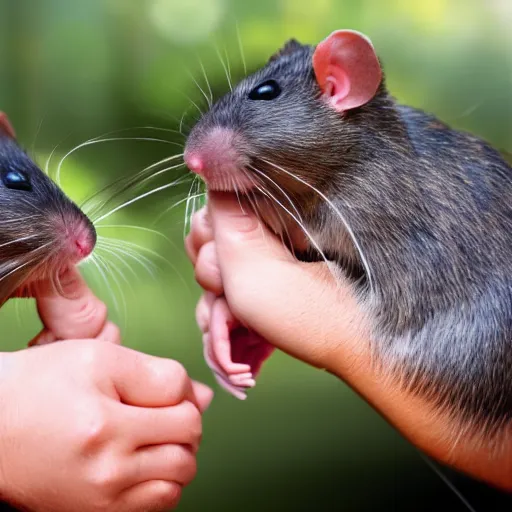 Prompt: two rats. Armwrestling. Detailed photo.