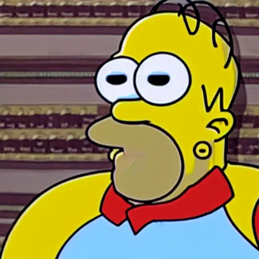 Image similar to movie still of homer simpson as barack obama