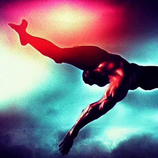 Image similar to abstract dramatic art, male calisthenics, abstract!!, dramatic lighting, flowing symbolism, matte colors, inspiring, trending on artstation