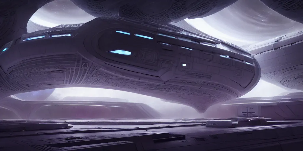 Image similar to futuristic space station 3 d concept art, cinematic lighting, intricate details, building by zaha hadid, light snow, soft atmosphere, pastel sunset, emissary space by arthur haas and bruce pennington and john schoenherr, cinematic matte painting, dark moody monochrome colors, trending on artstation, featured on behance