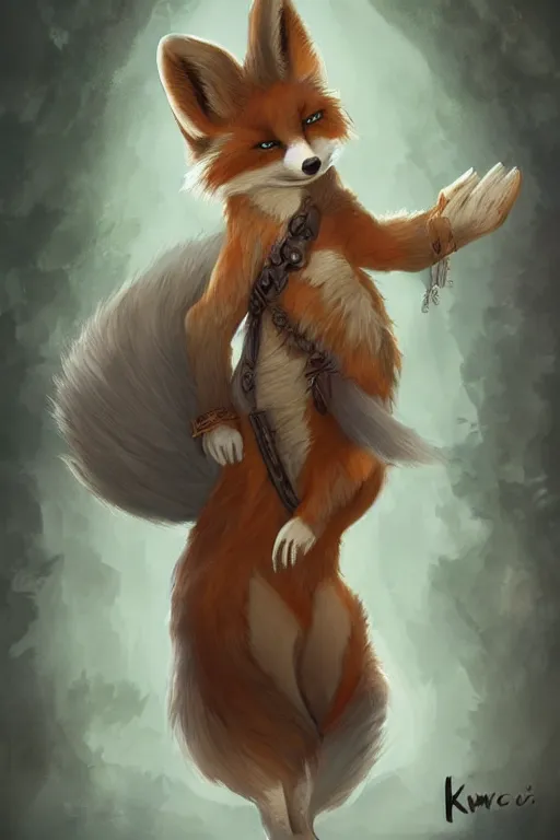 Image similar to an anthropomorphic medieval fox with a fluffy tail, backlighting, trending on artstation, digital art, furry art, trending on furaffinity, fantasy art, by kawacy