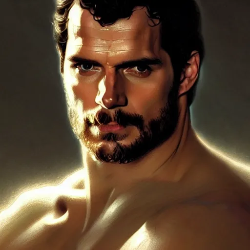 Image similar to Henry Cavill as a Greek god, gorgeous, amazing, muscular, intricate, highly detailed, digital painting, artstation, concept art, sharp focus, illustration, art by greg rutkowski and alphonse mucha