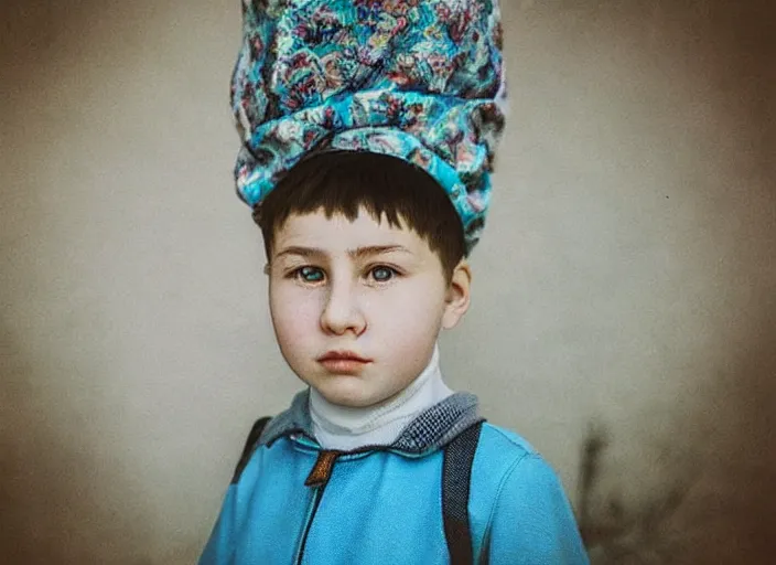 Image similar to professional fine details photo portrait of kid from kazan, tatarstan kid in the postsoviet suburbia, iphone detailed photo, instagram