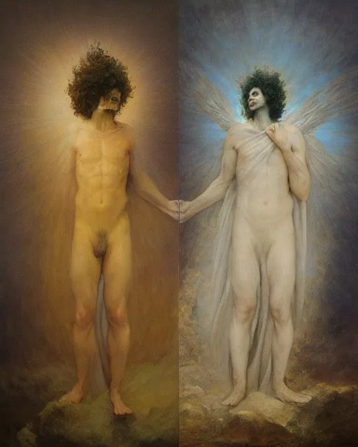 Prompt: etheric transfiguration, beautiful oil painting by Agostino Arrivabene and Francisco Goya,