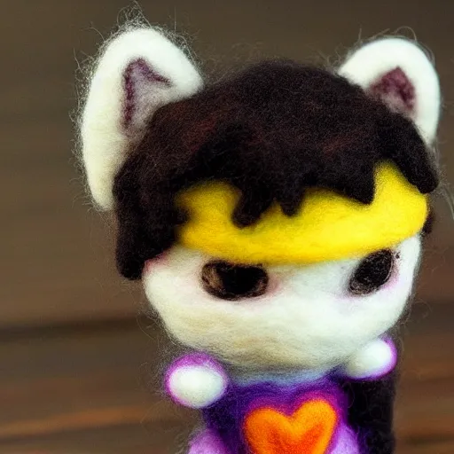 Image similar to a chibi needle felted hero, needle felting art.