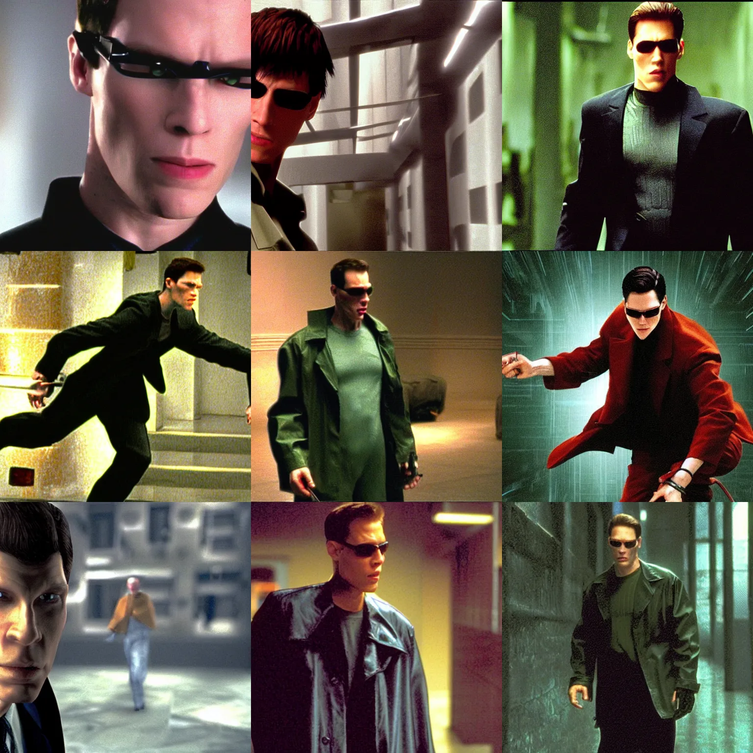 Prompt: still of jerma985 in the matrix (1999)