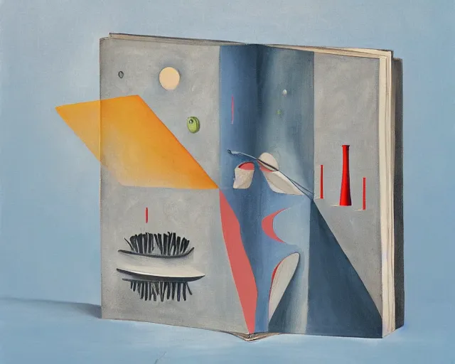 Prompt: a contemporary surrealist minimalist painting of a scientific book