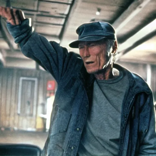 Image similar to cinematic still of clint eastwood in 8 mile ( 2 0 0 2 ), blueray