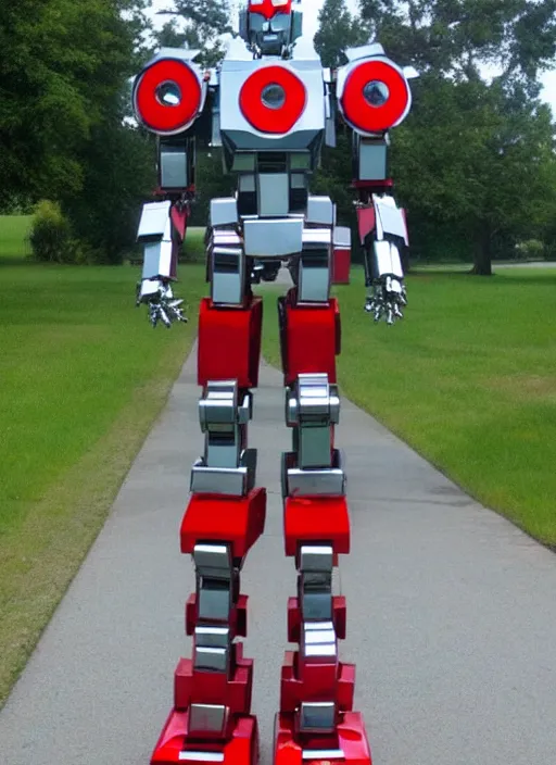 Prompt: a mecha made of stop signs!!