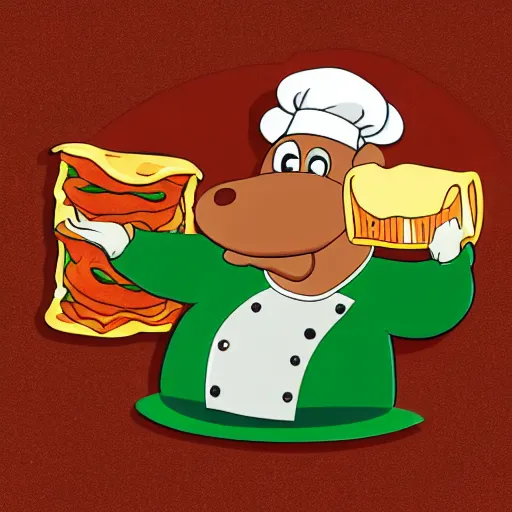 Image similar to cute platypus wearing a chef hat and holding a lasagna into an over, with three basil leaves over the lasagna, disney old style, ultradetailed, 3 d, disney style