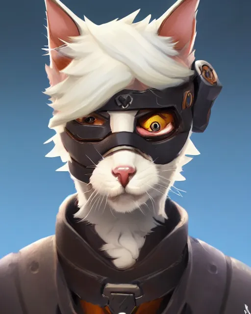 Image similar to overwatch concept art character portrait of a new character who is an elderly kitten with a scarred face and long mustache and eyepatch, trending on artstation, cgsociety,