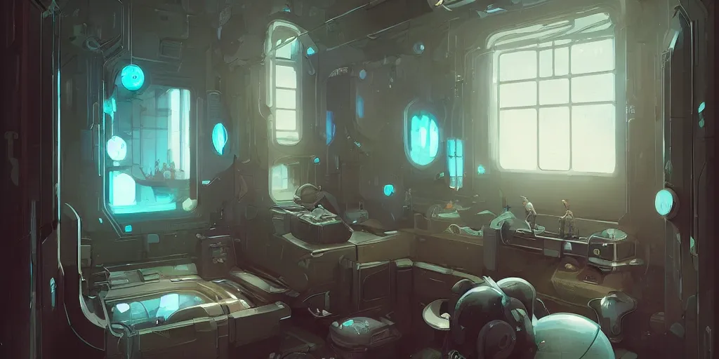 Image similar to bathroom interior, cyberpunk, lofi, detailed, loish, trends in artstation by peter mohrbacher,