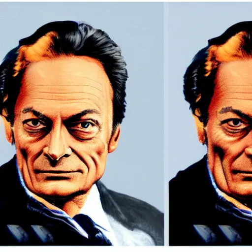 Prompt: Richard Feynman in Russia colored