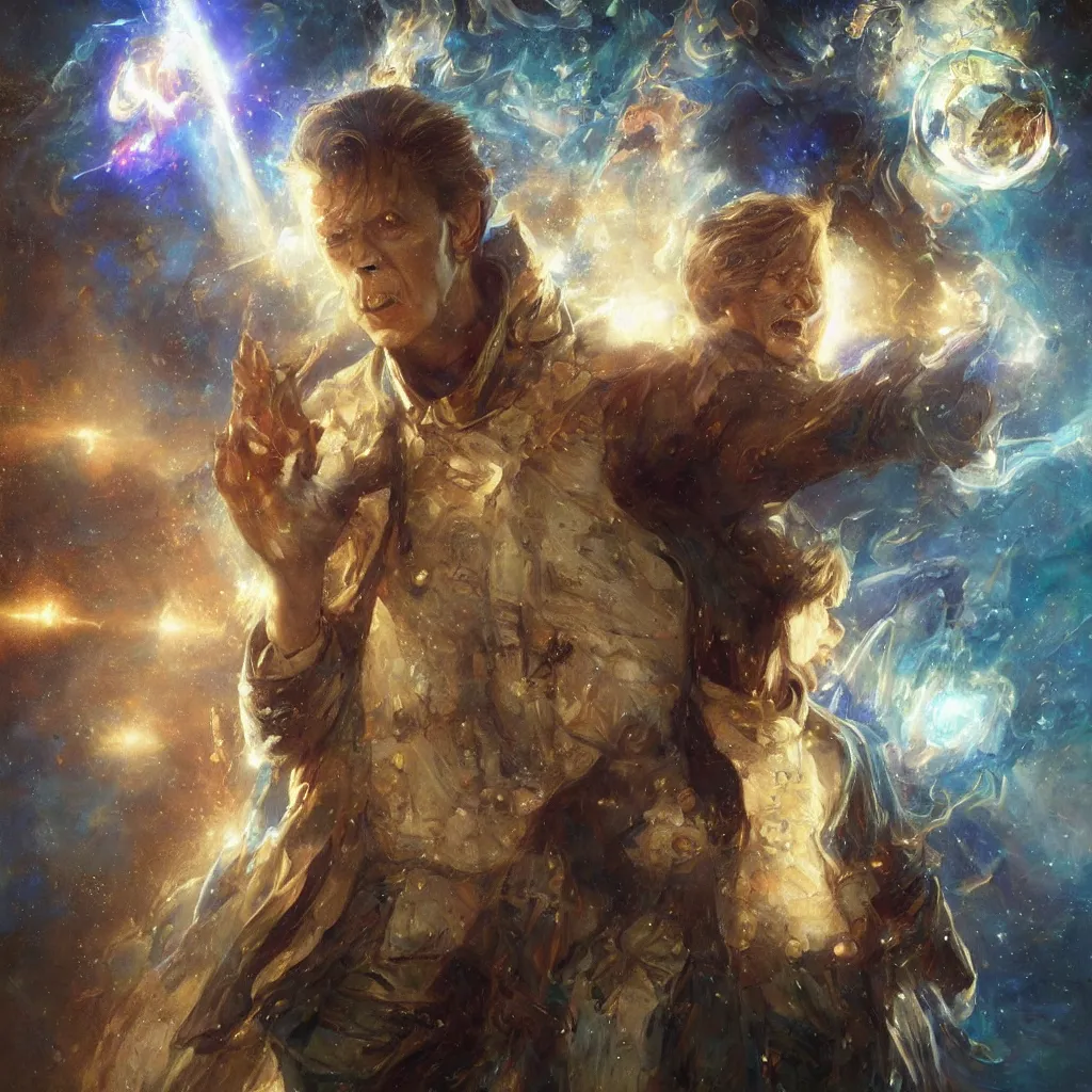 Image similar to david bowie as doctor who, radiant light, caustics, heroic, bright iridescent light, by gaston bussiere, bayard wu, greg rutkowski, maxim verehin