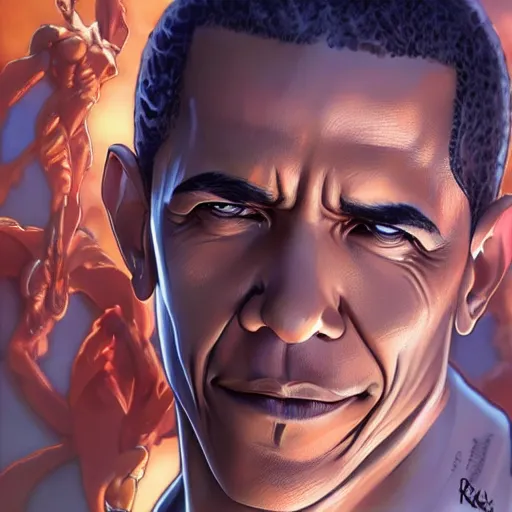 Image similar to ultra realistic illustration, buff barak obama anime, intricate, elegant, highly detailed, digital painting, artstation, concept art, smooth, sharp focus, illustration, art by artgerm and greg rutkowski and alphonse mucha