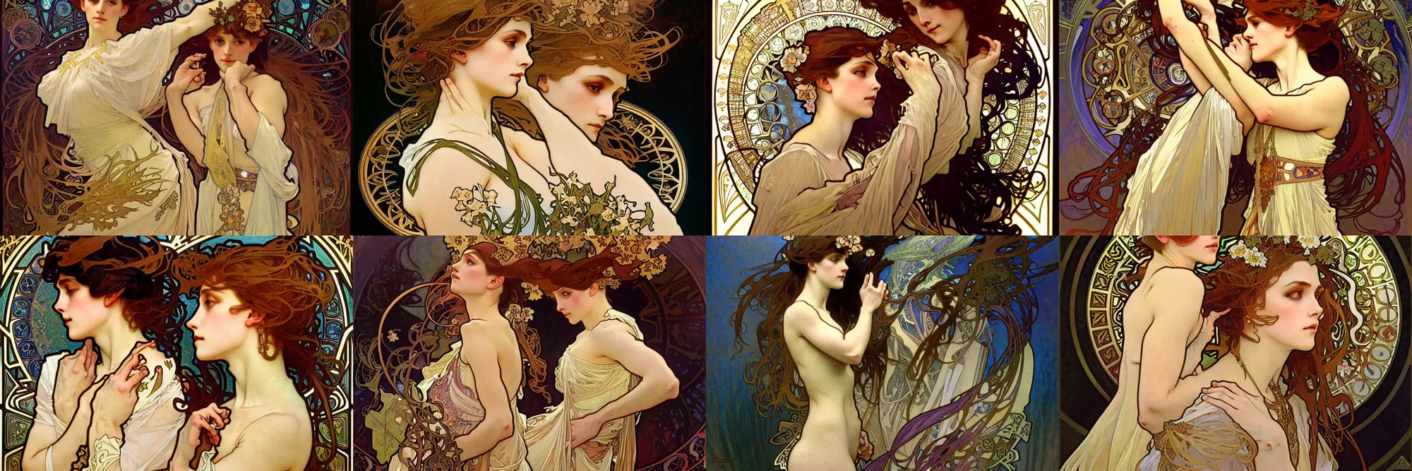 Prompt: Art by alphonse mucha, fantasy, intricate, elegant, dramatic lighting, emotionally evoking symbolic metaphor, highly detailed, lifelike, photorealistic, digital painting, artstation, concept art, smooth, sharp focus, illustration, art by John Collier and Albert Aublet and Krenz Cushart and Artem Demura and Alphonse Mucha