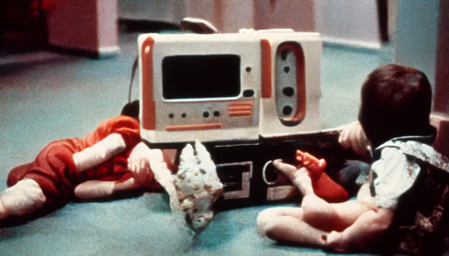 Prompt: 7 0 s film still from a horror movie about kids playing atari, kodachrome, cinecolor, cinestill, film grain, film texture, retro, cinematic, high resolution, photorealism,