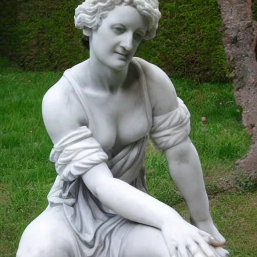 Image similar to a marble sculpture of a cute female doctor by michelangelo