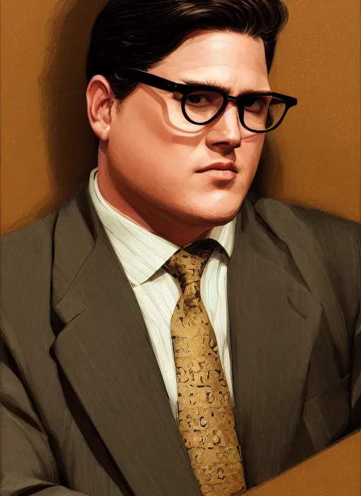 Prompt: portrait of Rich Sommer as Harry Crane in Mad Men (2007), intricate, highly detailed, centered, digital painting, artstation, concept art, smooth, sharp focus, illustration, artgerm, donato giancola, Joseph Christian Leyendecker, WLOP, Artgerm