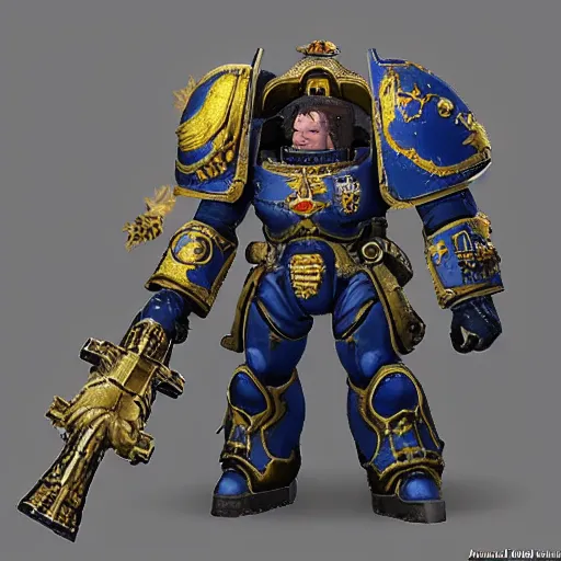 Image similar to a space marine primarch as an endgame boss in final fantasy xiv