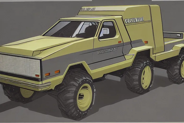 Image similar to 1980's cheverlot truck concept art, 4k