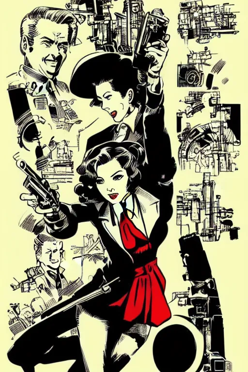 Image similar to Agent carter illustration concept art in the style of Amano, Yoshitaka